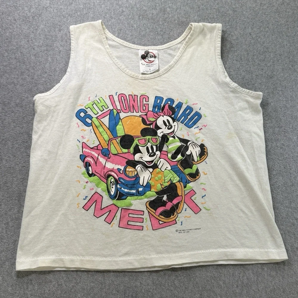 Vintage 80s Mickey & Minnie Tank Top‎ S  6th Long Board Meet USA Single Stitch